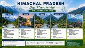Read more about the article हिमाचल प्रदेश में जून के अंत (जून लेट) में घूमने के लिए कुछ सबसे बेहतरीन स्थान